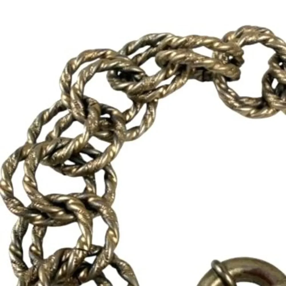 J.Crew Archive Chunky Multi-Link Twine Rope Chain Bracelet Bronze Antiqued